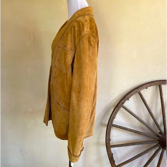 RALPH LAUREN Suede Whip Stitch Leather Western Jacket Silver Turquoise Buttons M - Picture 6 of 15